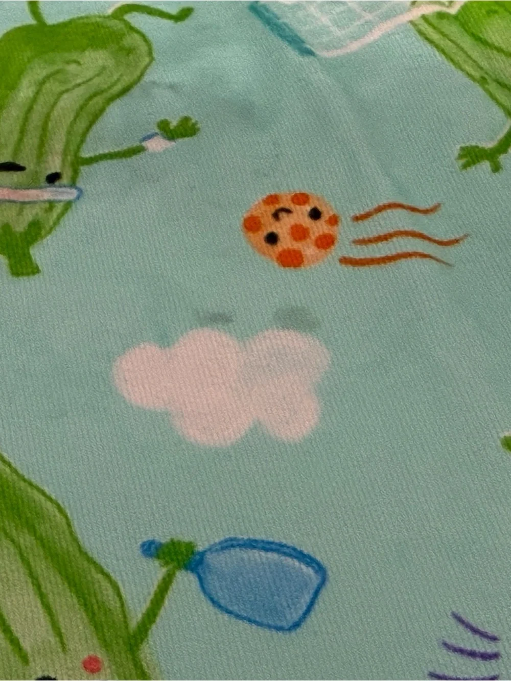 Little Sleepies Blue Pickle-Print Kids Blanket